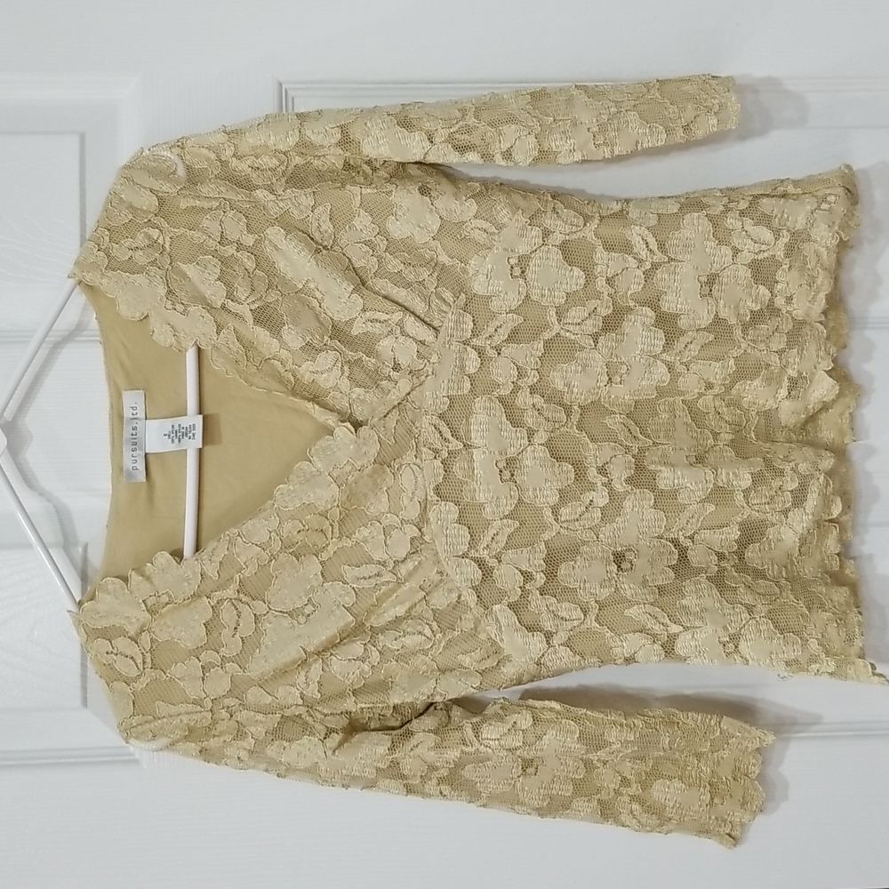 Pursuits Ltd. Lace Overlaid Blouse